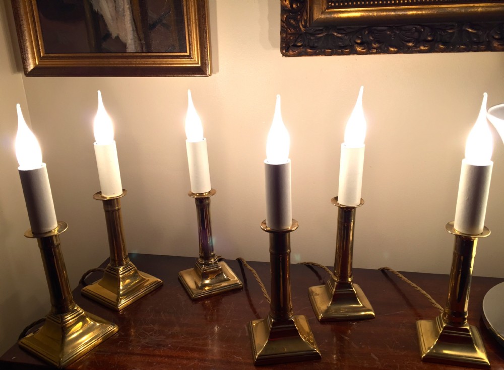 Set of Six Georgian Table Lamps Brass