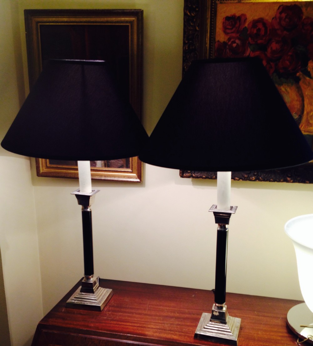 Handsome Pair Silver Plated Console Columns 