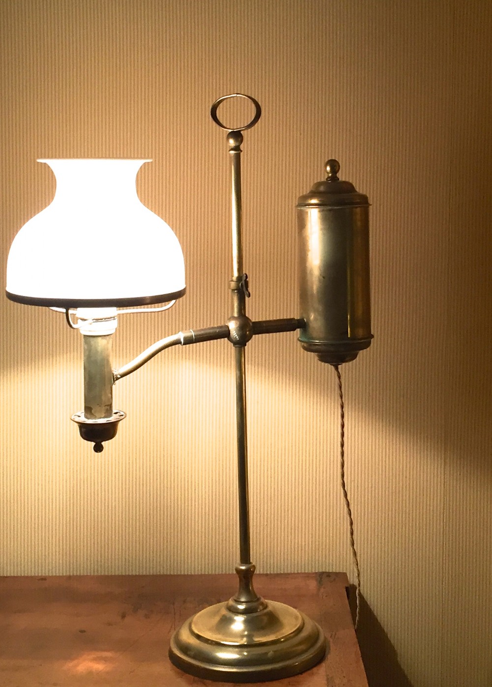 Antique Student Lamp Bronze and Opaline