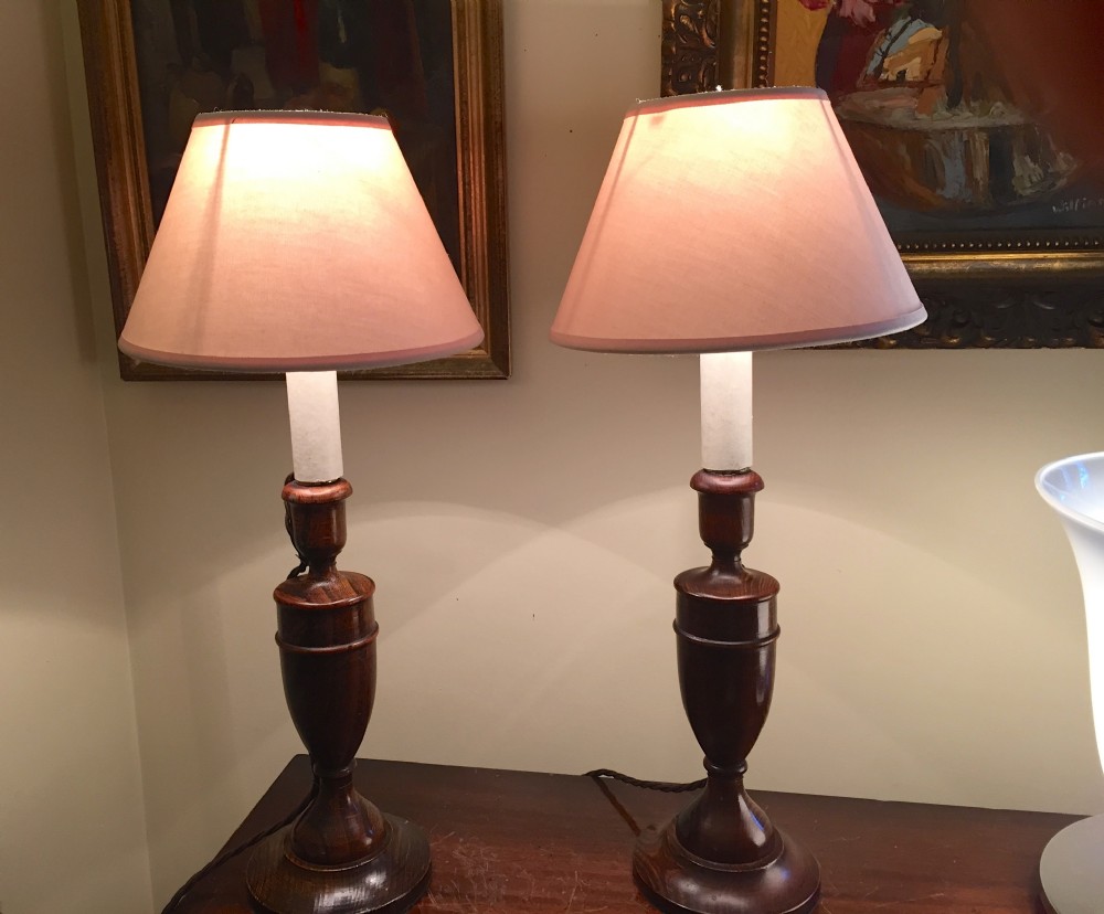 Pair Versatile Art Deco Table Lamps Oak
