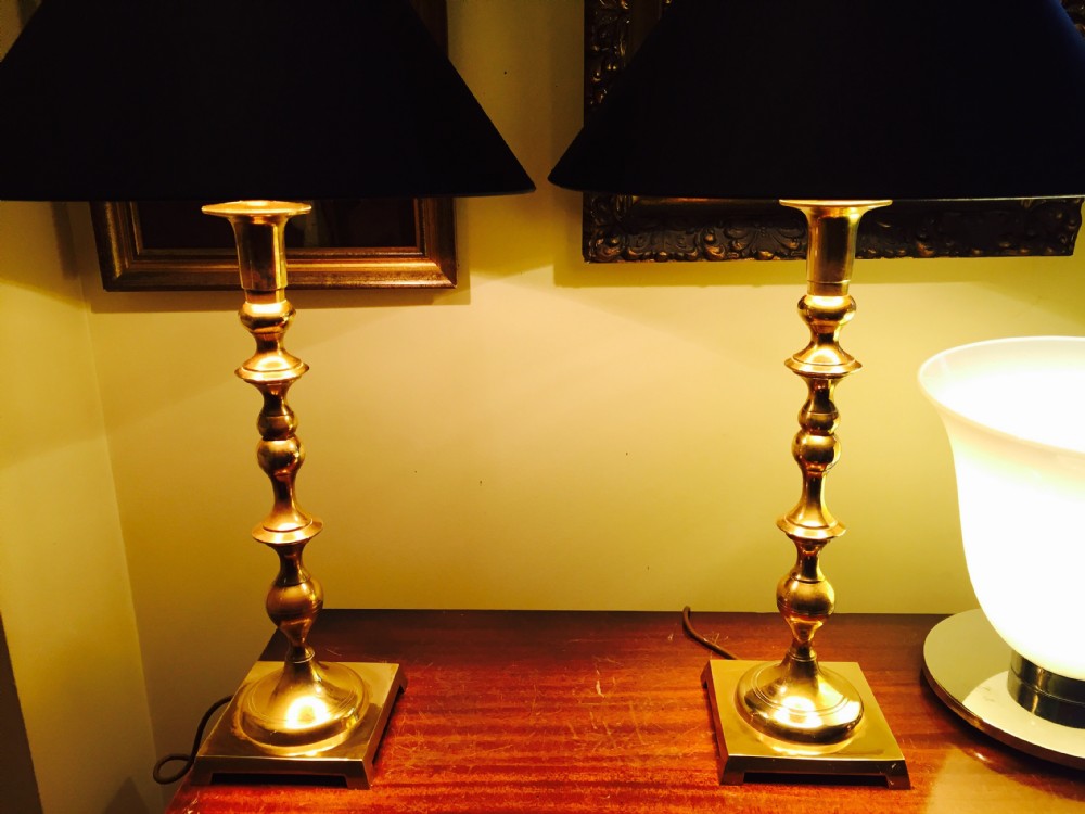 Pair Classic Table Lamps Brass