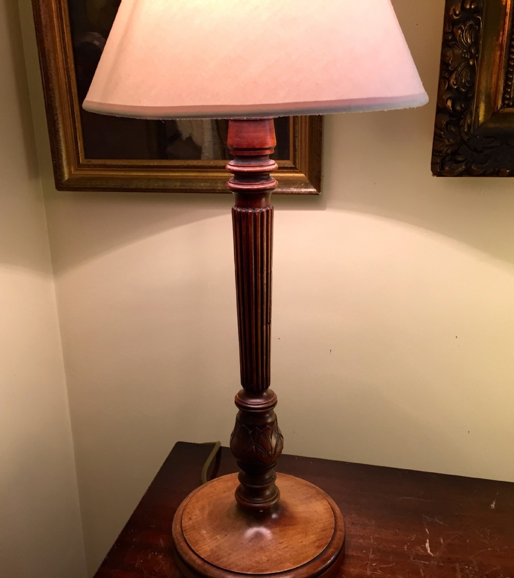 Oak Edwardian Tall Lamp  Oak