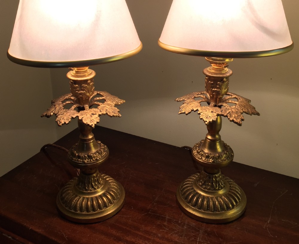 Fine Quality Pair Table Lamps Gilt Bronze