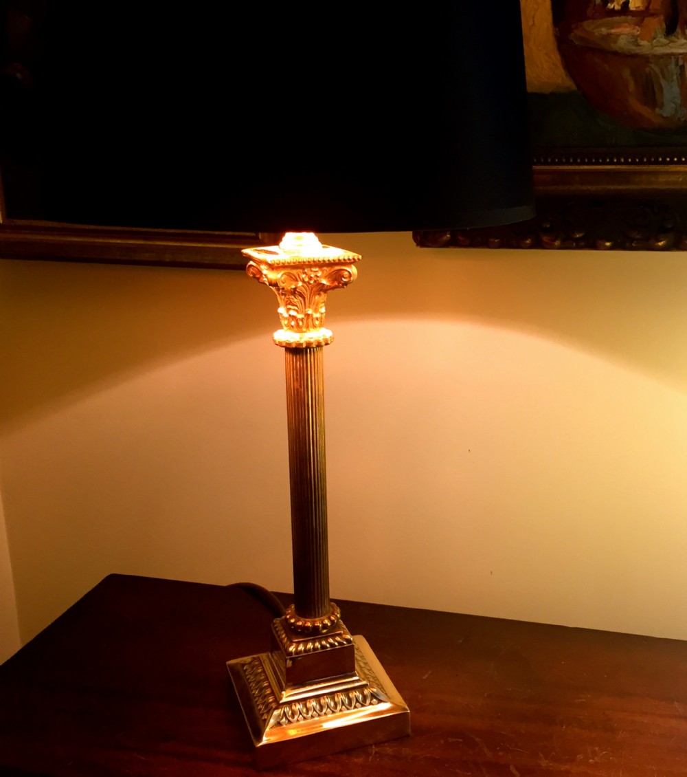 Tall  Handsome Corinthian Column Desk Lamp Solid Brass