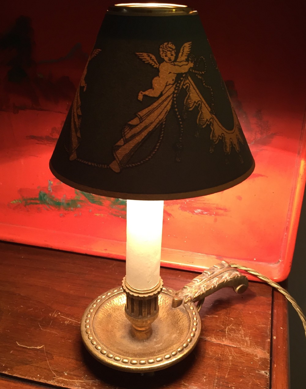 Art Nouveau Converted Chamber Stick Night Light Choice of Shade