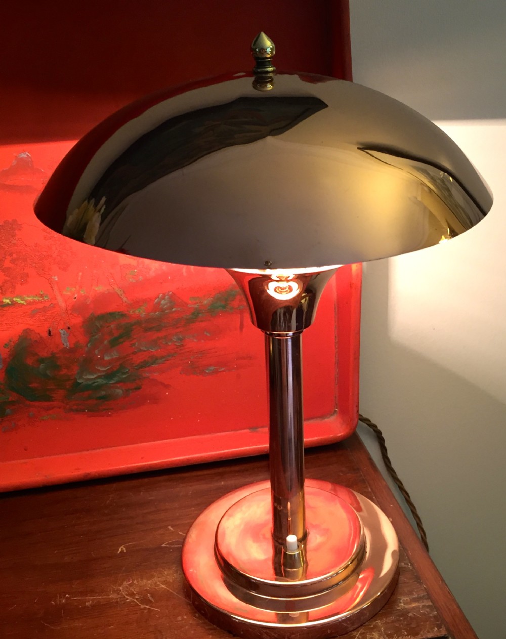 Stylish Art Deco Dome  Desk Lamp Copper