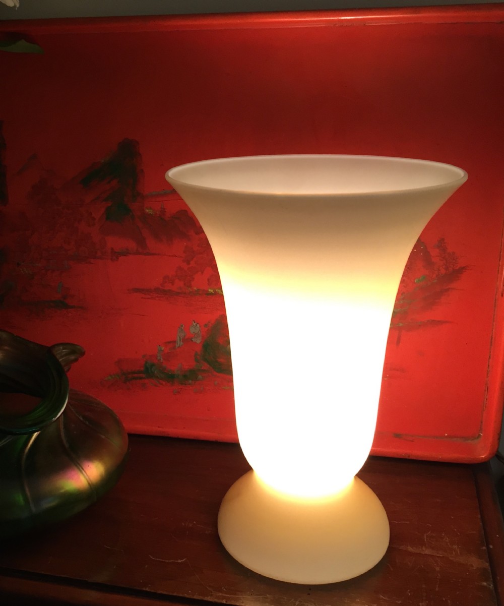 Glowing Art Deco Tulip Lamp Opaline