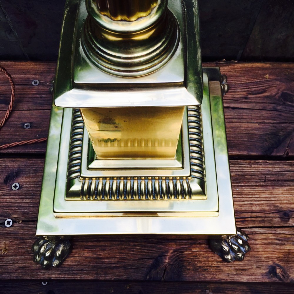 Edwardian Standard Lamp Corinthian Column Brass