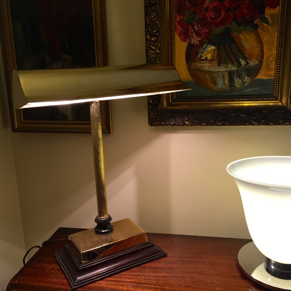  Imposing  Art Deco Bankers Lamp Brass