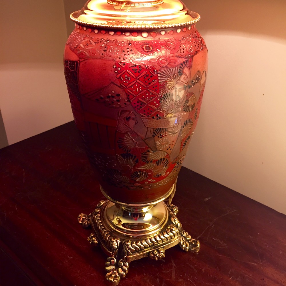 1850  Japanned French Oil Lamp Converted 