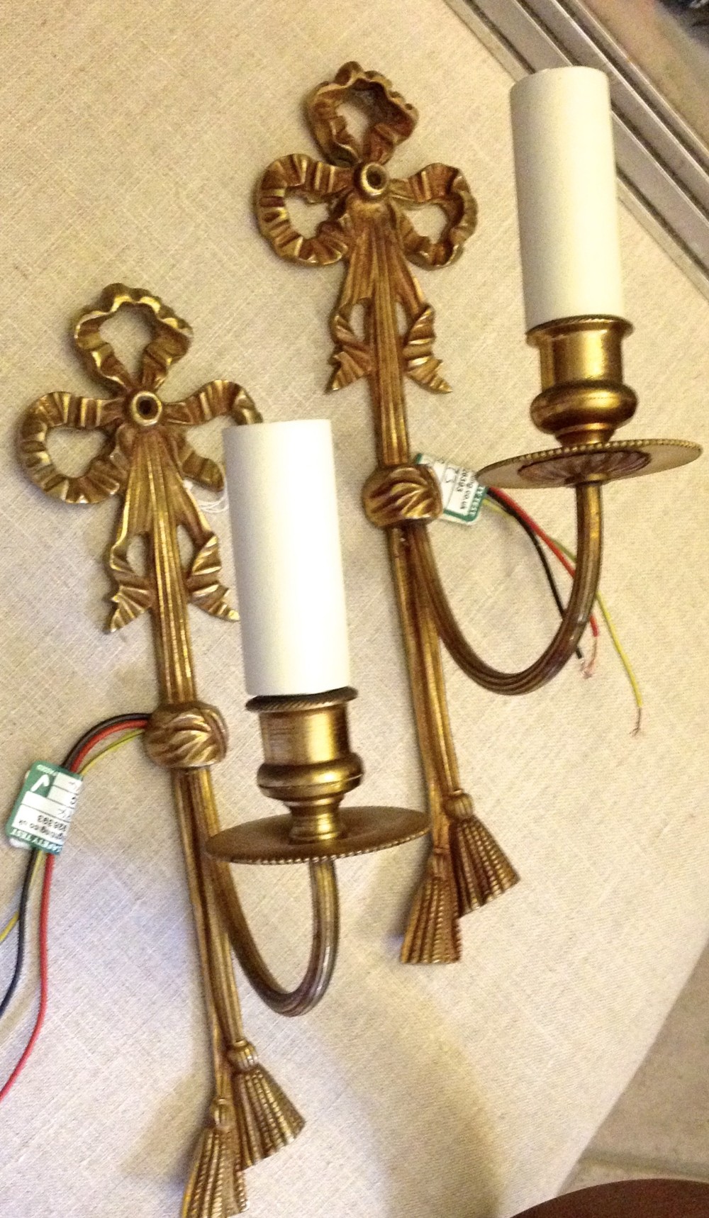 Fine Pair Art Nouveau Wall Lights Bronze