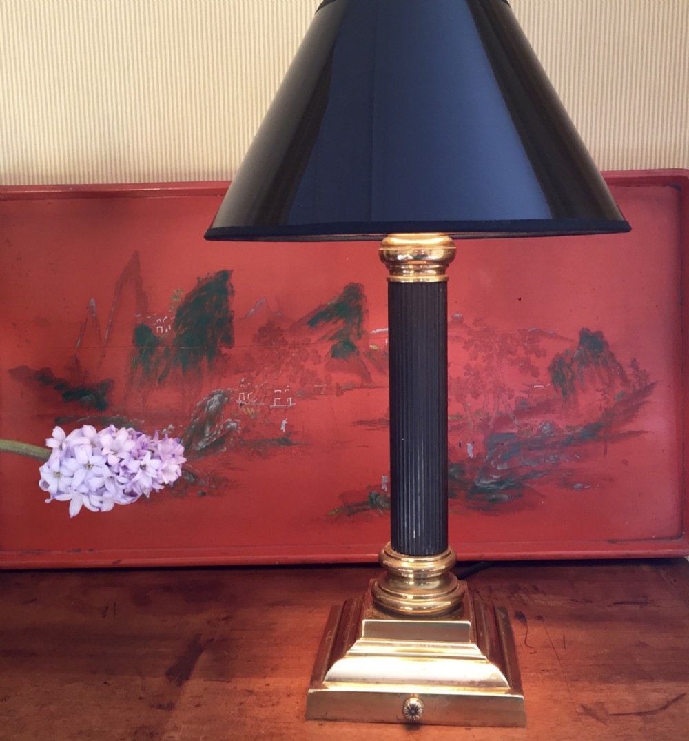 Wonderful Empire Style Ebonised Column Desk or Consol Lamp