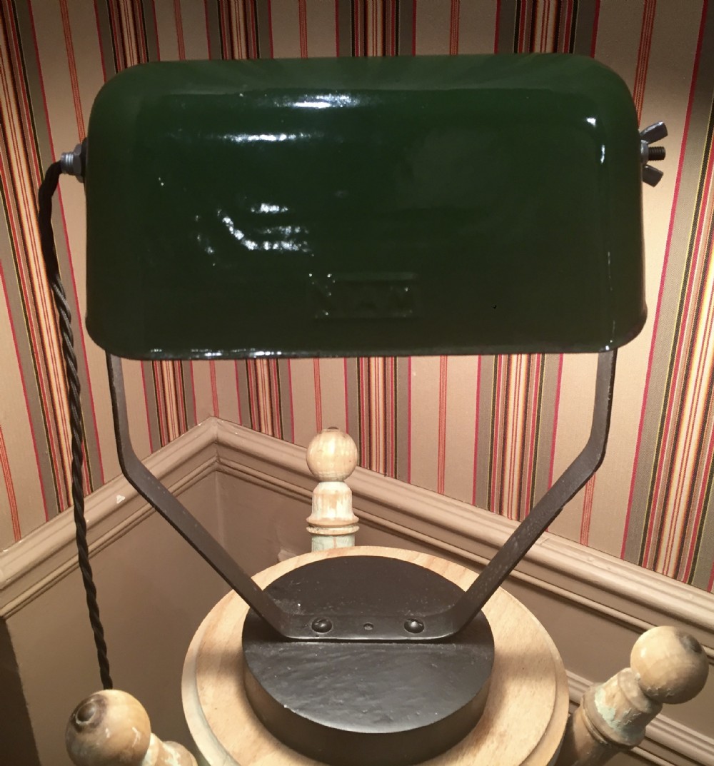 Original  Modernist Adjustable Bankers Lamp Green Stamped 