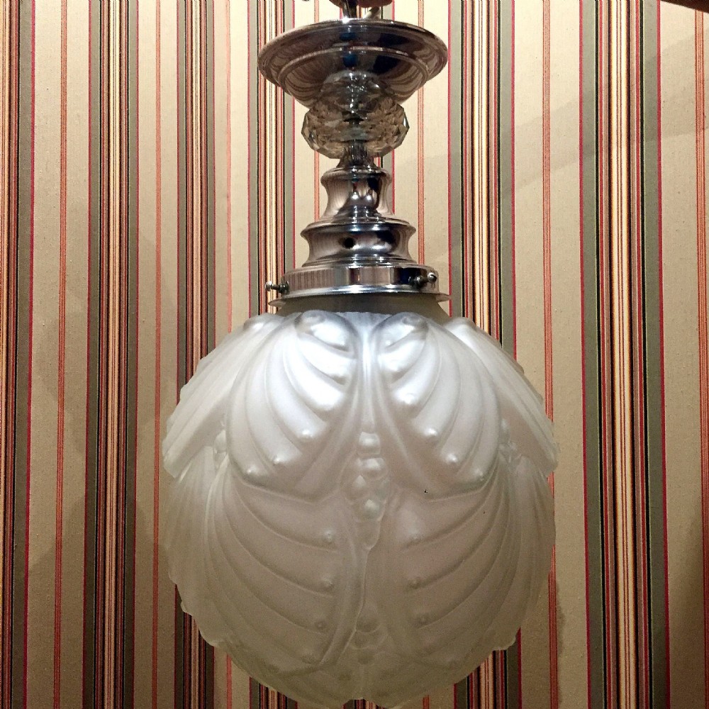 Impressive Art Deco Ceiling Lamp Frosted Glass