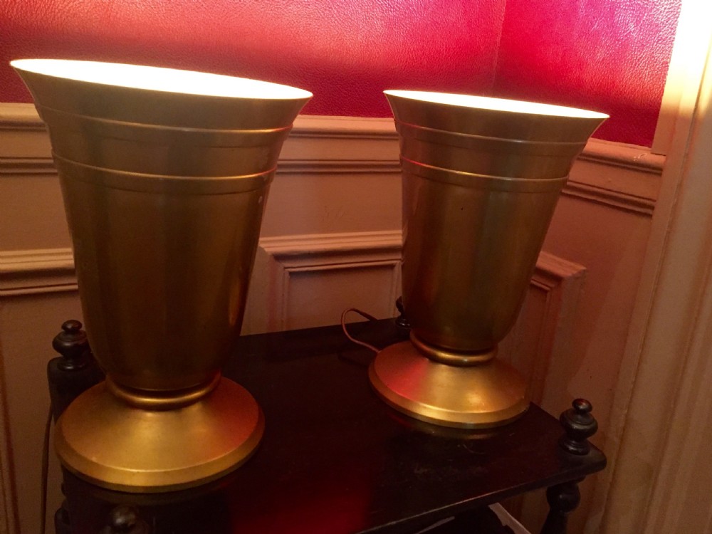 Spectacular Original  Pair Art Deco Tulip Uplighter Consol Lamps View II