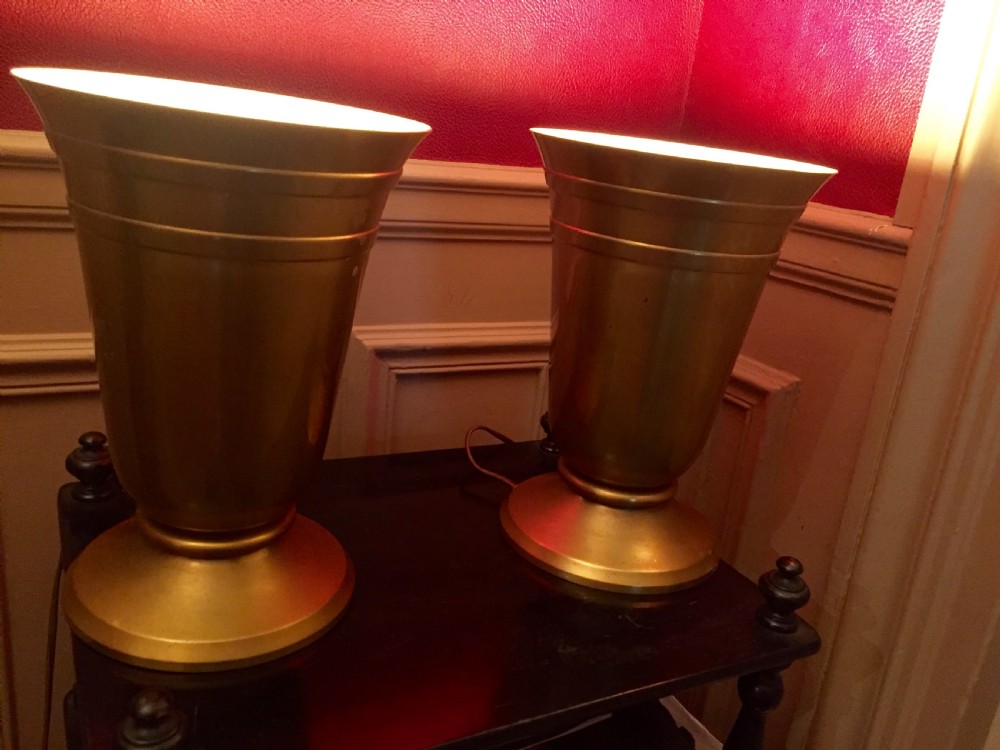 Spectacular Original  Pair Art Deco Tulip Uplighter Consol Lamps View III