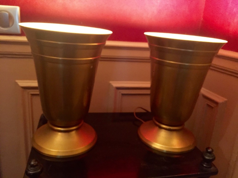Spectacular Original  Pair Art Deco Tulip Uplighter Consol Lamps View IV