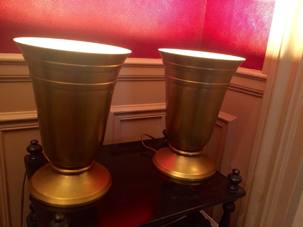 Spectacular Original  Pair Art Deco Tulip Uplighter Consol Lamps View V