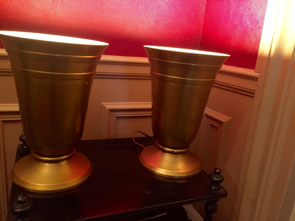 Spectacular Original  Pair Art Deco Tulip Uplighter Consol Lamps View VI