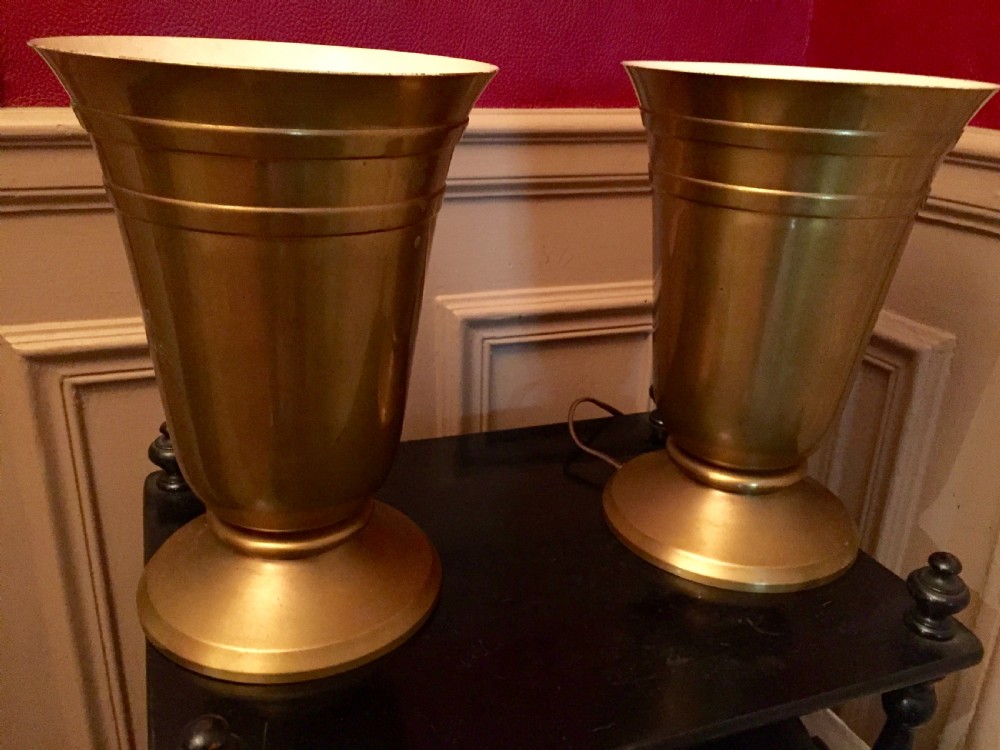 Spectacular Original  Pair Art Deco Tulip Uplighter Consol Lamps View VII