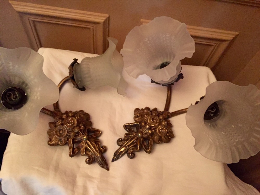  Pair Splendid 19th Century French Wall Lights Bronze View VII
