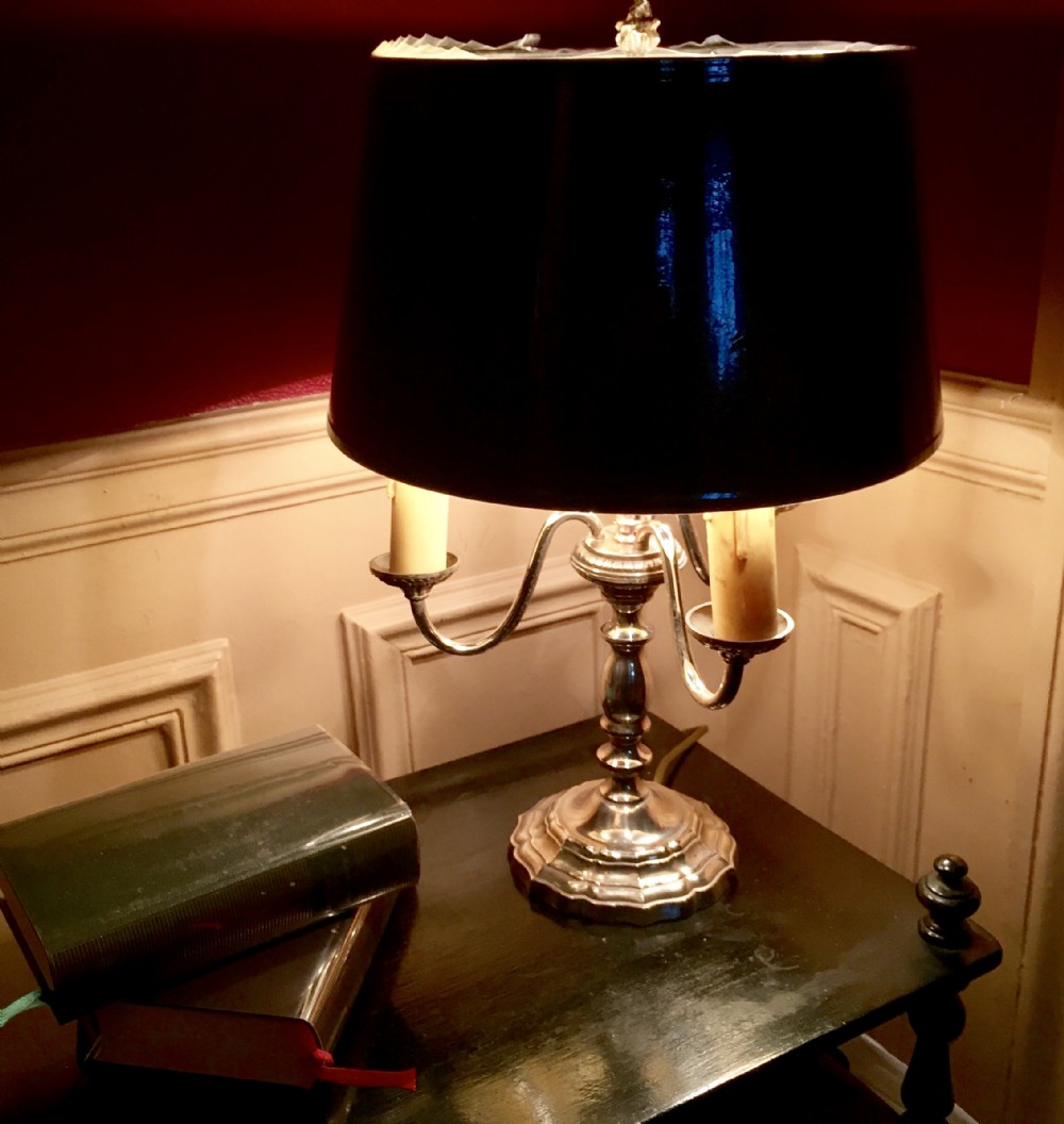 Traditional Notary Desk Lamp Silver Plate