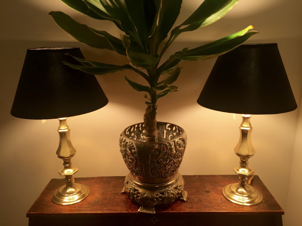 Pair Classic Consol Brass  Lamps