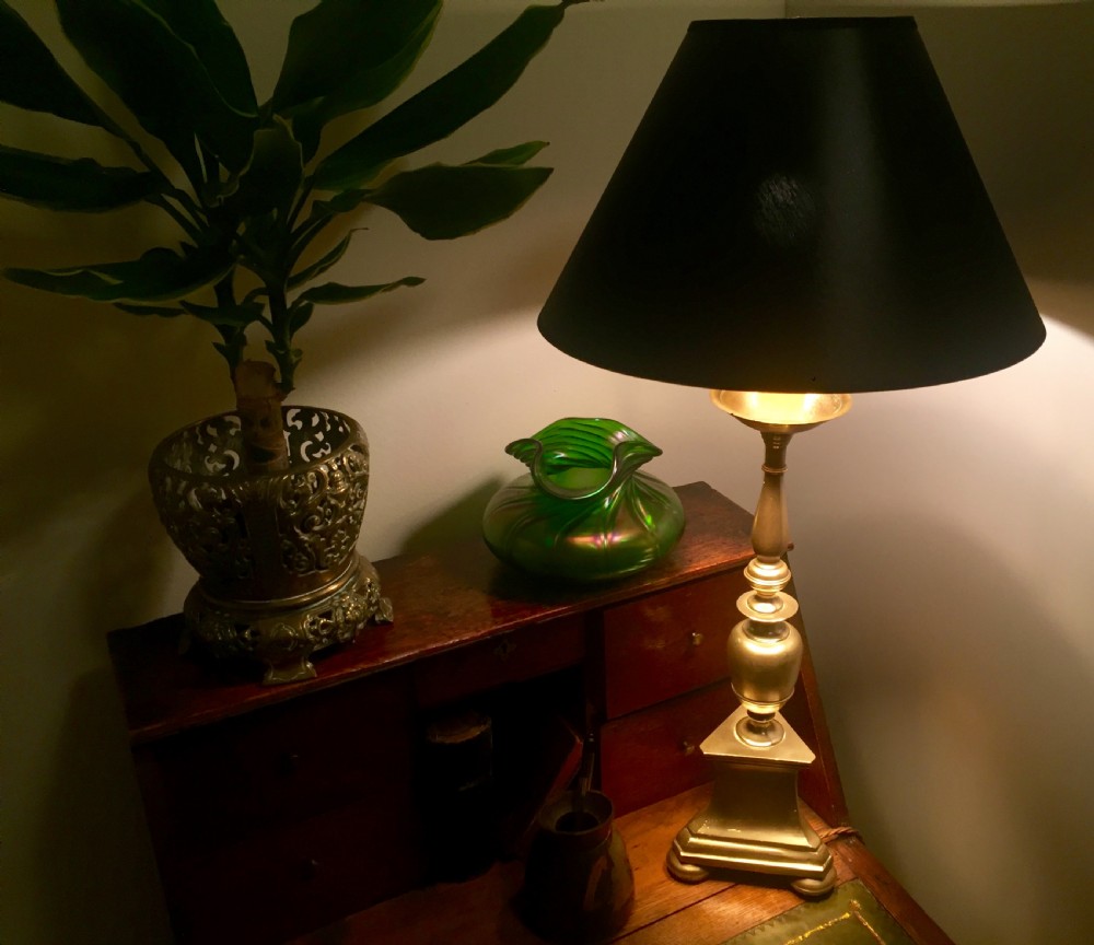 Tall  Victorian Bronze Table Lamp on Tripod View VII