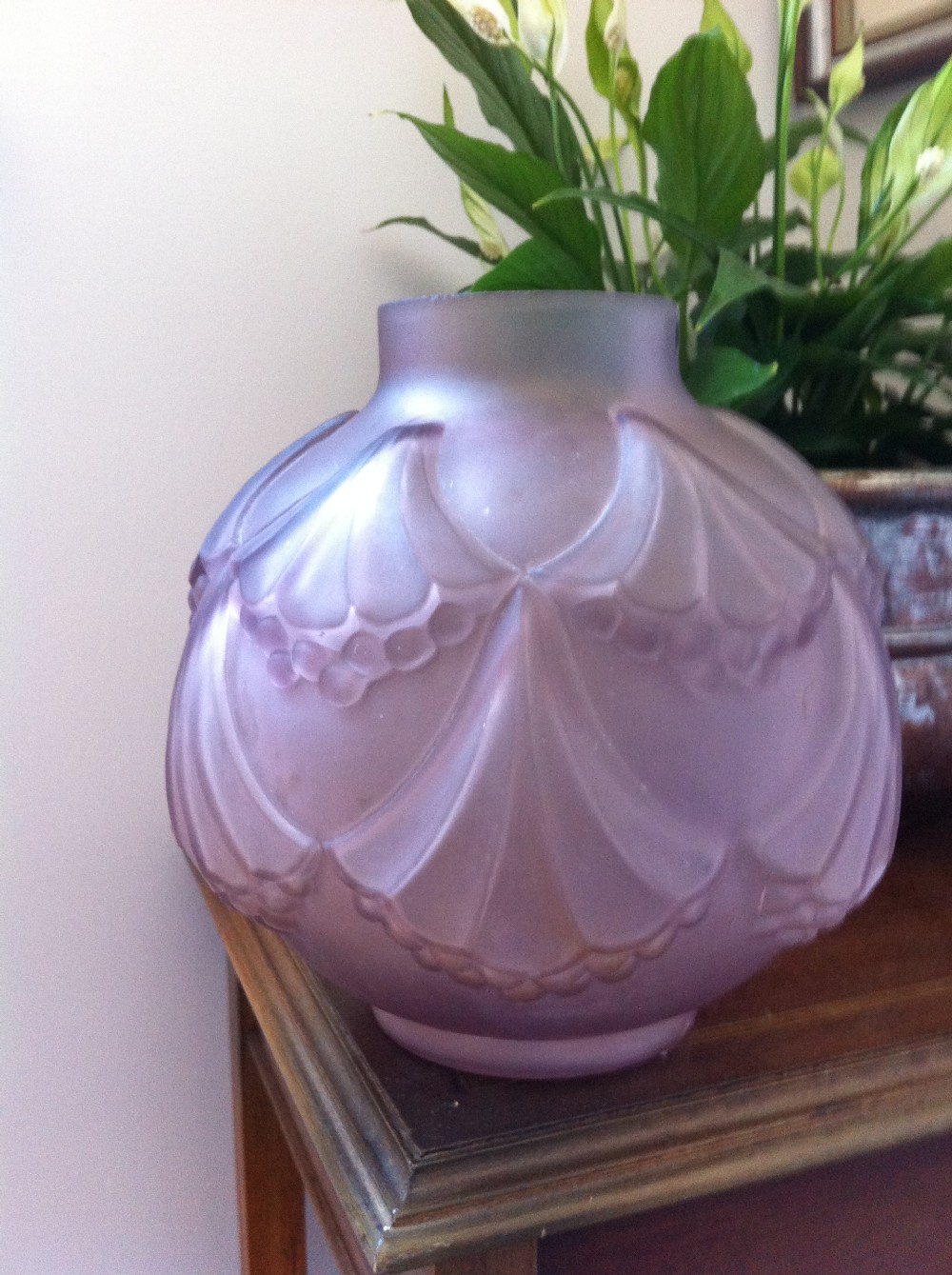 Large Art Deco Vase Frosted Glass