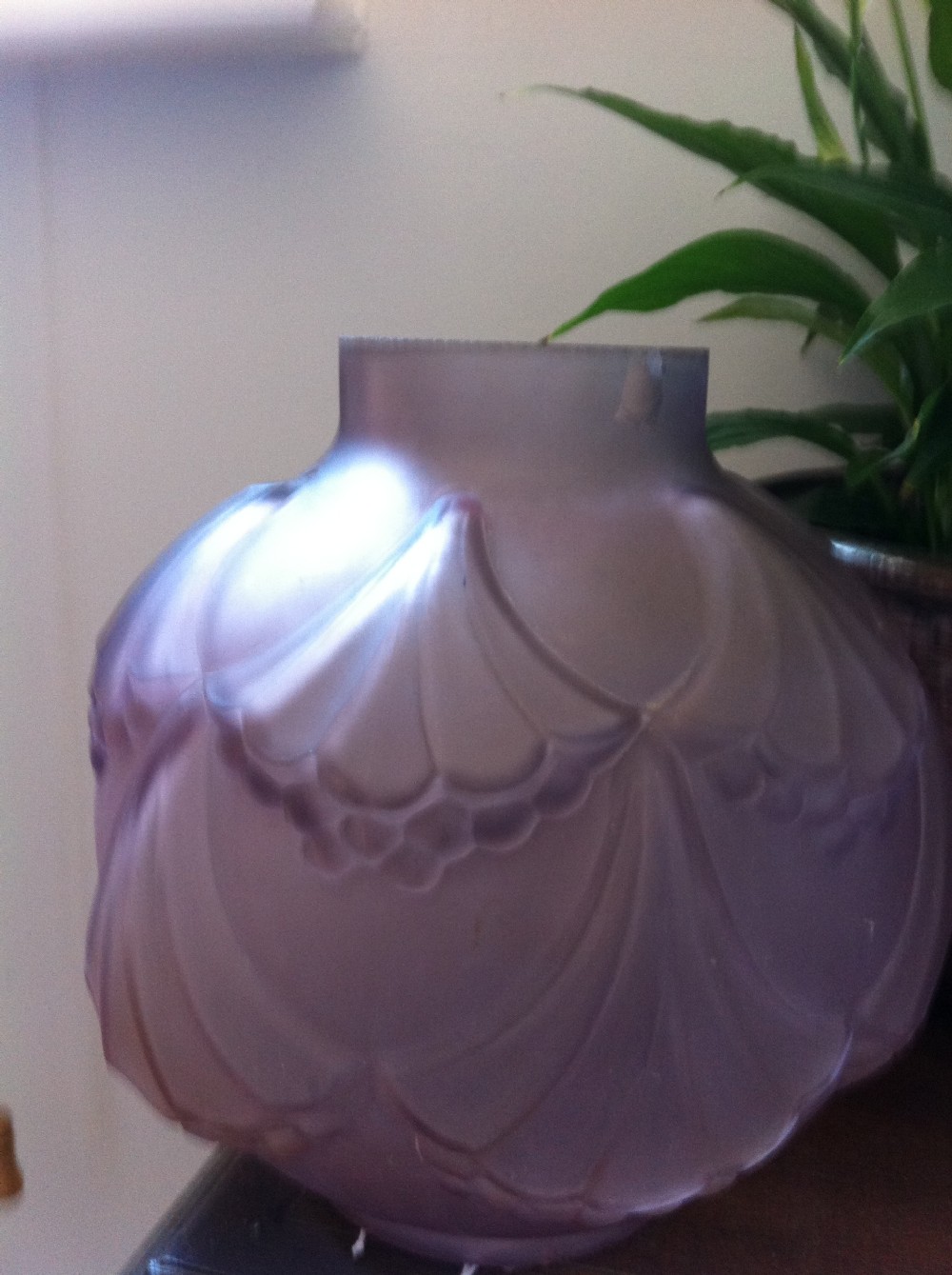 Large Art Deco Vase Frosted Glass View II