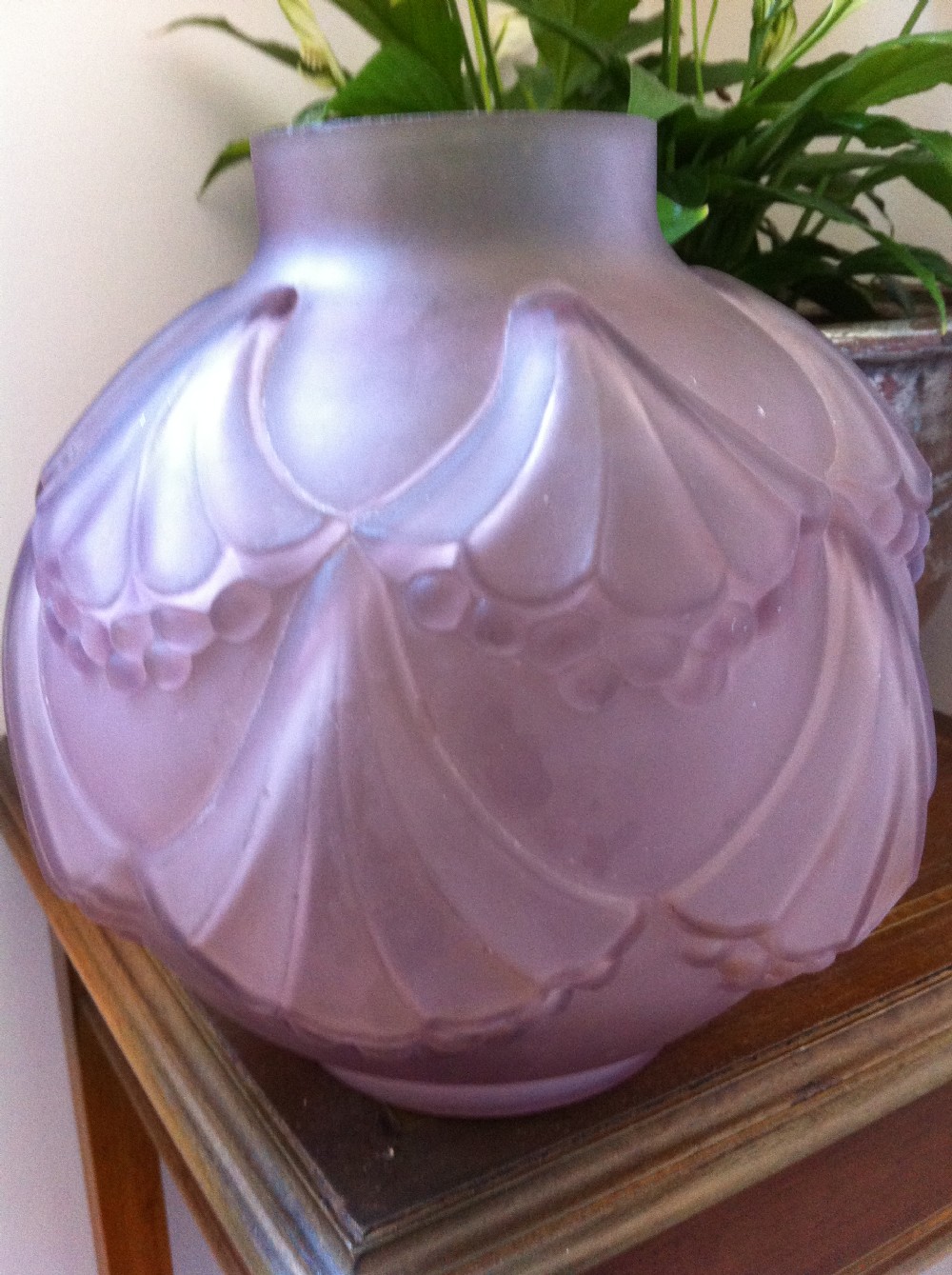 Large Art Deco Vase Frosted Glass View IV
