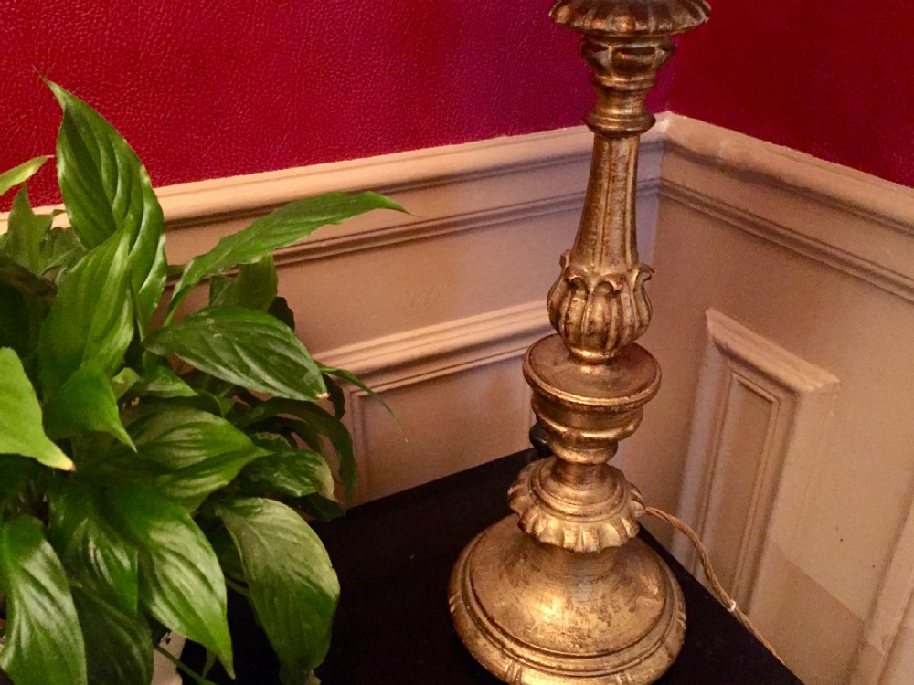 Tall Classic Italian Giltwood Table Lamp View VII