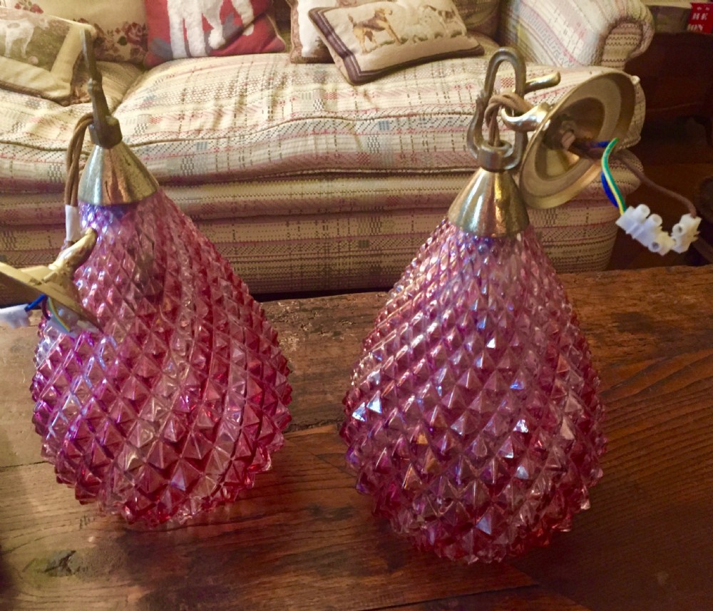 Pair Large Victorian Ceiling Lights Cranberry View VI