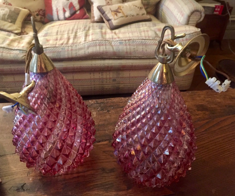 Pair Large Victorian Ceiling Lights Cranberry View VII