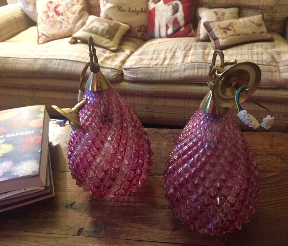 Pair Large Victorian Ceiling Lights Cranberry View VIII