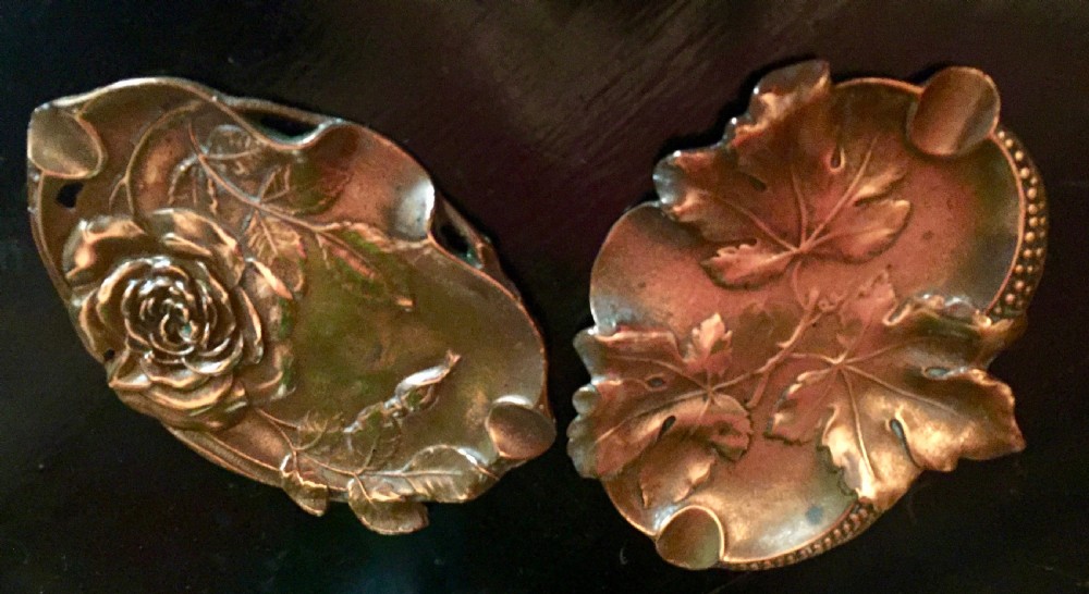 1900 Near Pair Ashtrays or Vide Poche Copper View III
