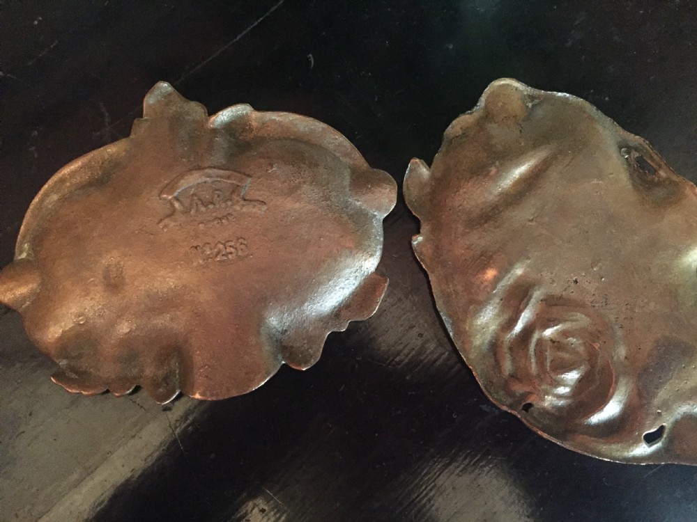 1900 Near Pair Ashtrays or Vide Poche Copper View II