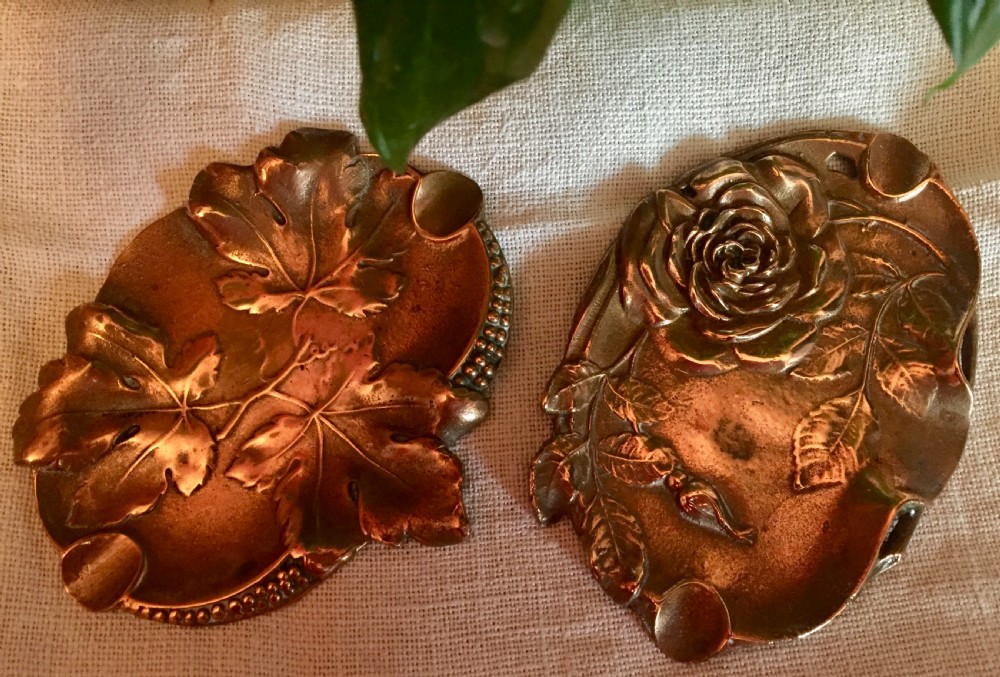 1900 Near Pair Ashtrays or Vide Poche Copper View XI
