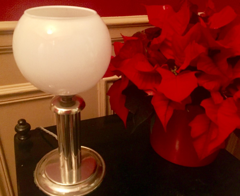 Unusual Art Deco Table Lamp Chrome and Opaline View VI