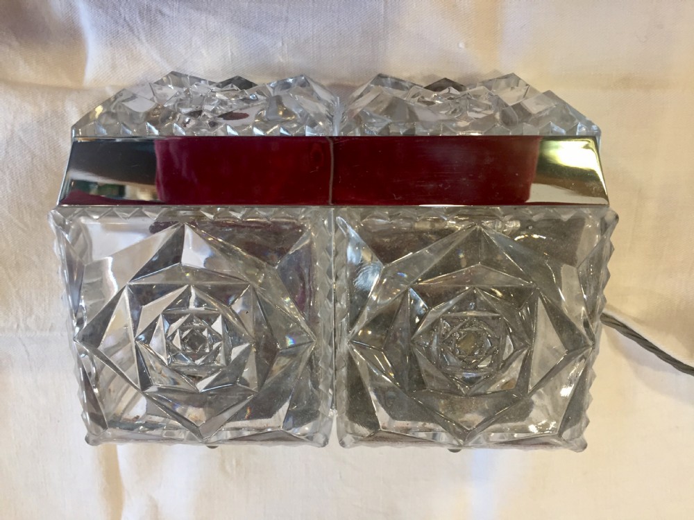 Art Deco Wall Ceiling or Table Lamp Chrome and Crystal View XII