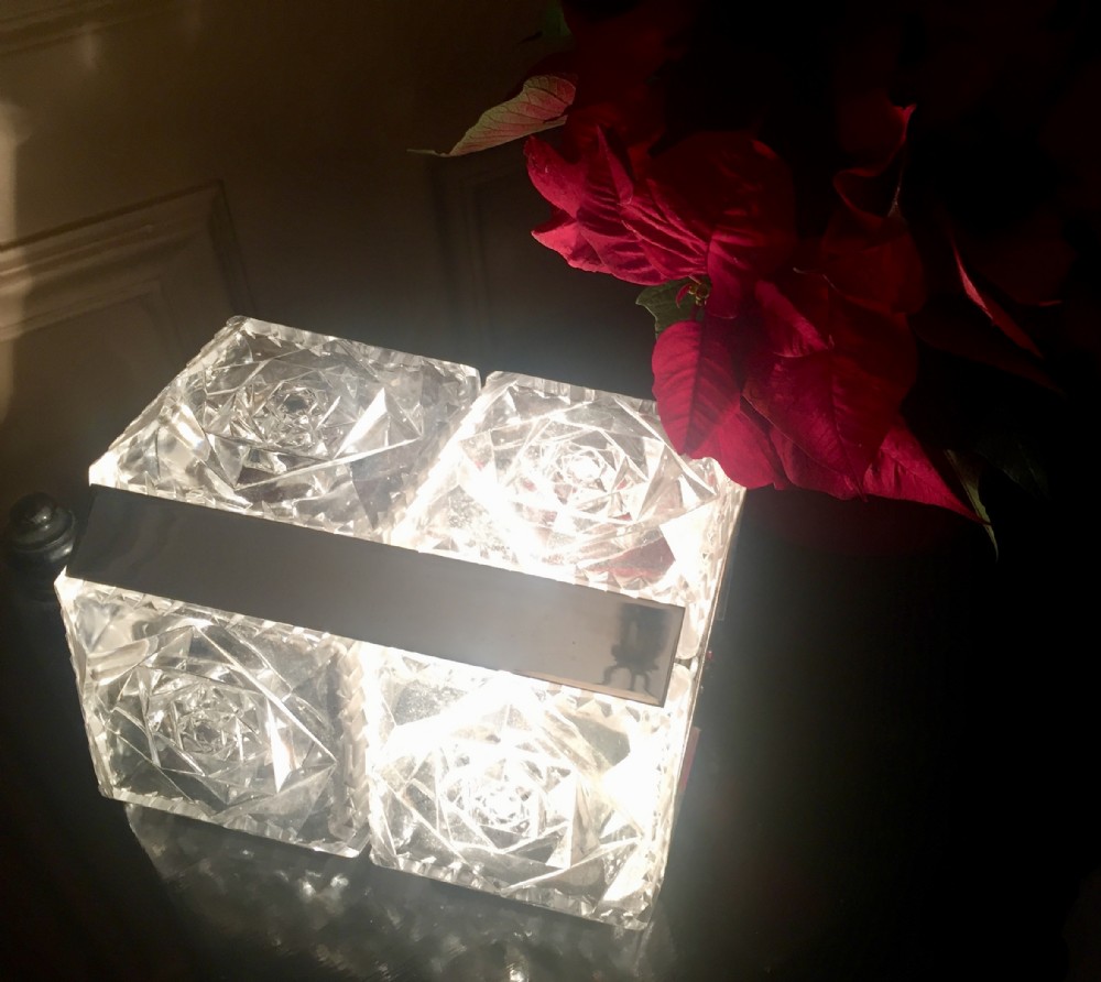 Art Deco Wall Ceiling or Table Lamp Chrome and Crystal