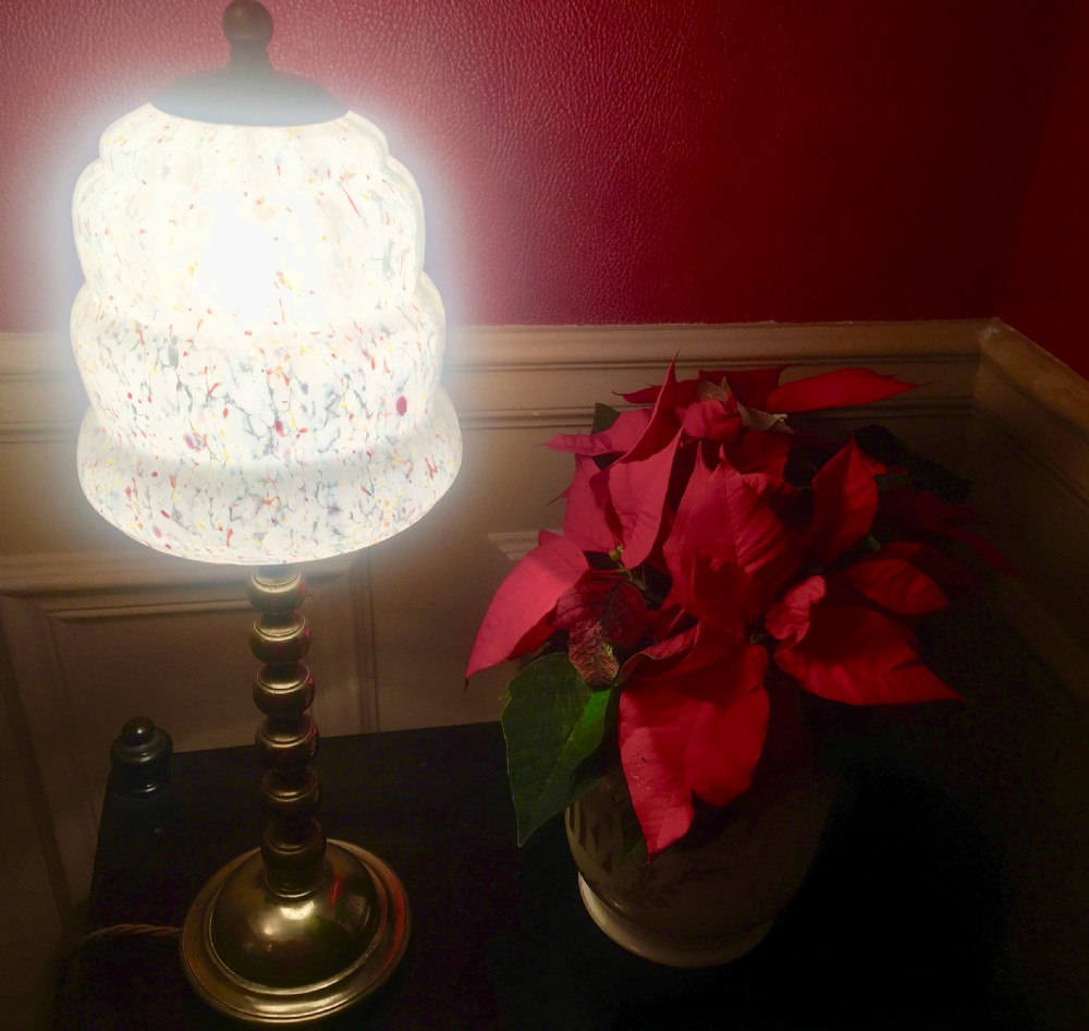 Versatile Edwardian Table Lamp Brass and Opaline View IV