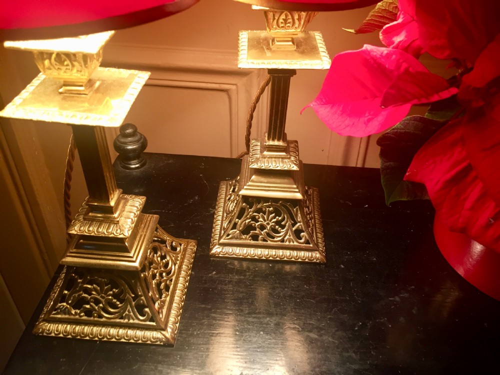 Pair Pierced Georgian Mantelpiece or Consol Lamps View VI
