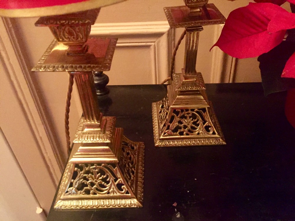 Pair Pierced Georgian Mantelpiece or Consol Lamps View VII
