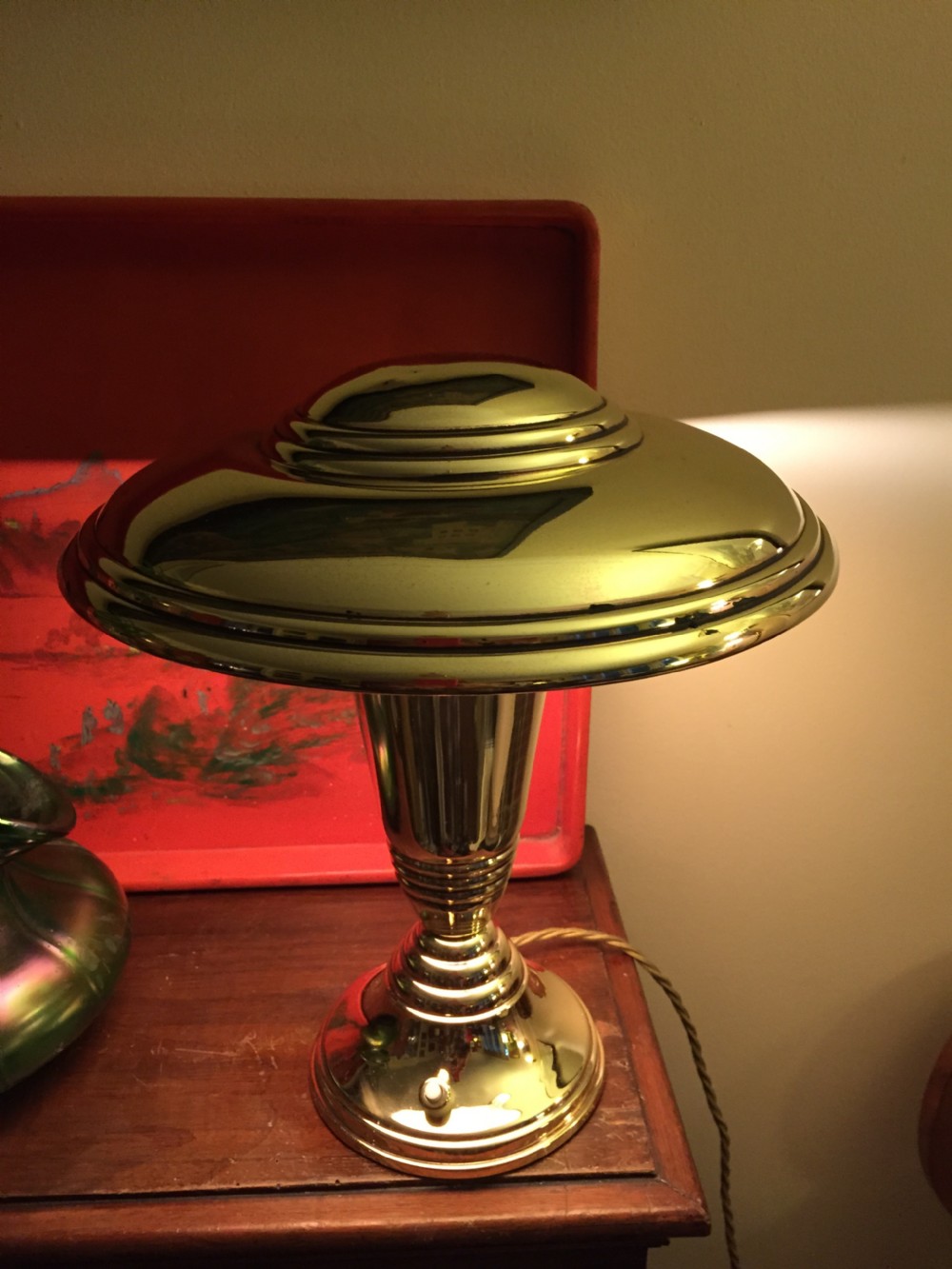 Iconic Art Deco Adjustable Mushroom Lamp Brass View II