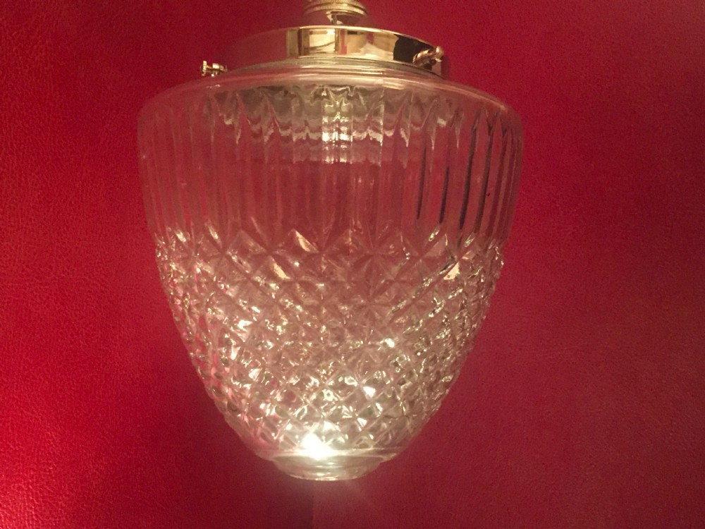 Large  Edwardian Lantern Hobnail and Brass View VI