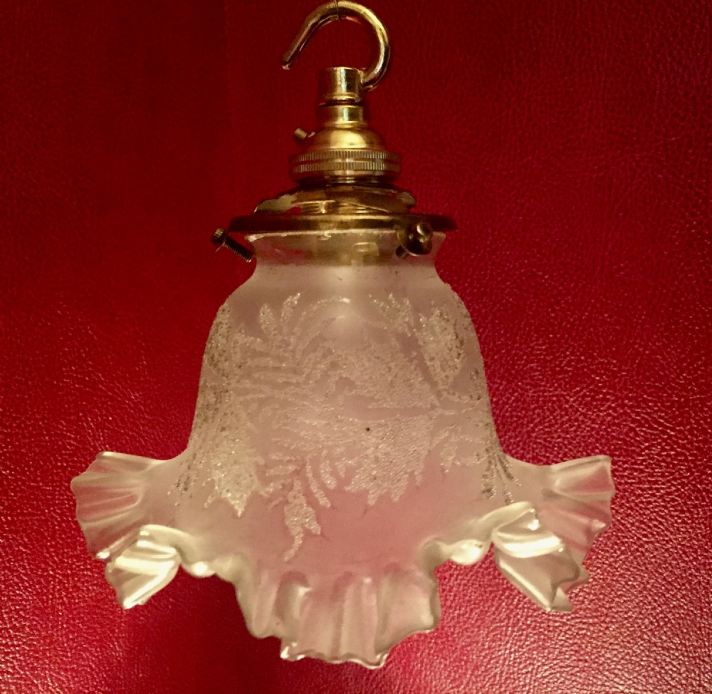 Unusual 1920 Silver Etched Foliage Ceiling Lamp French