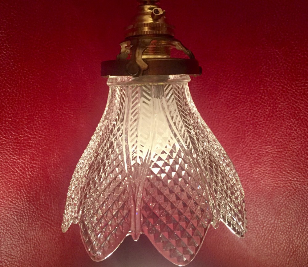 1920 French Crystal Ceiling Lamp View II