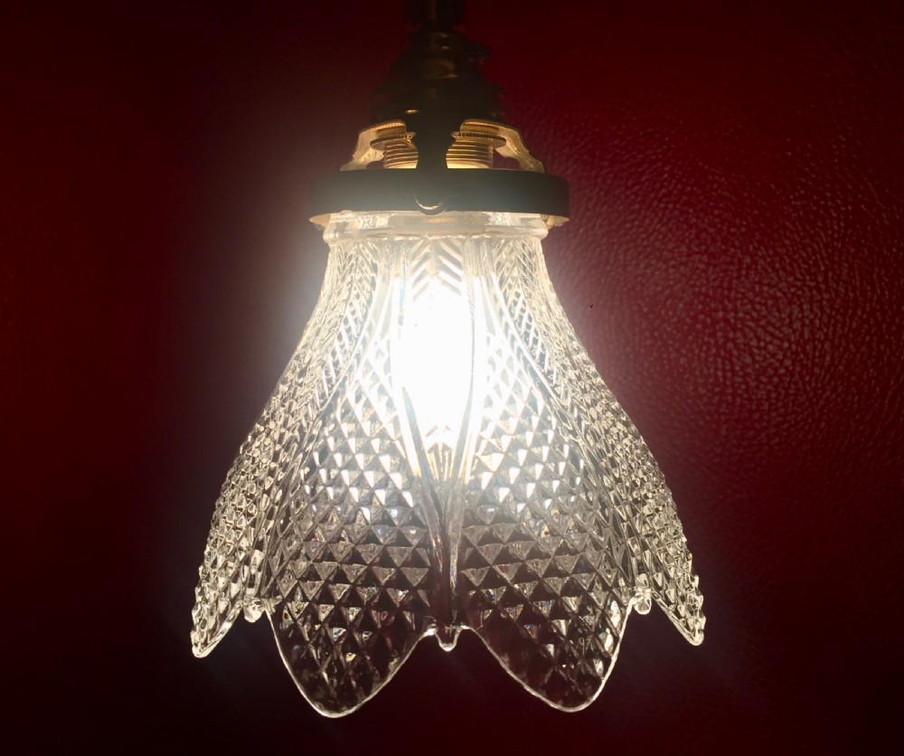 1920 French Crystal Ceiling Lamp View III