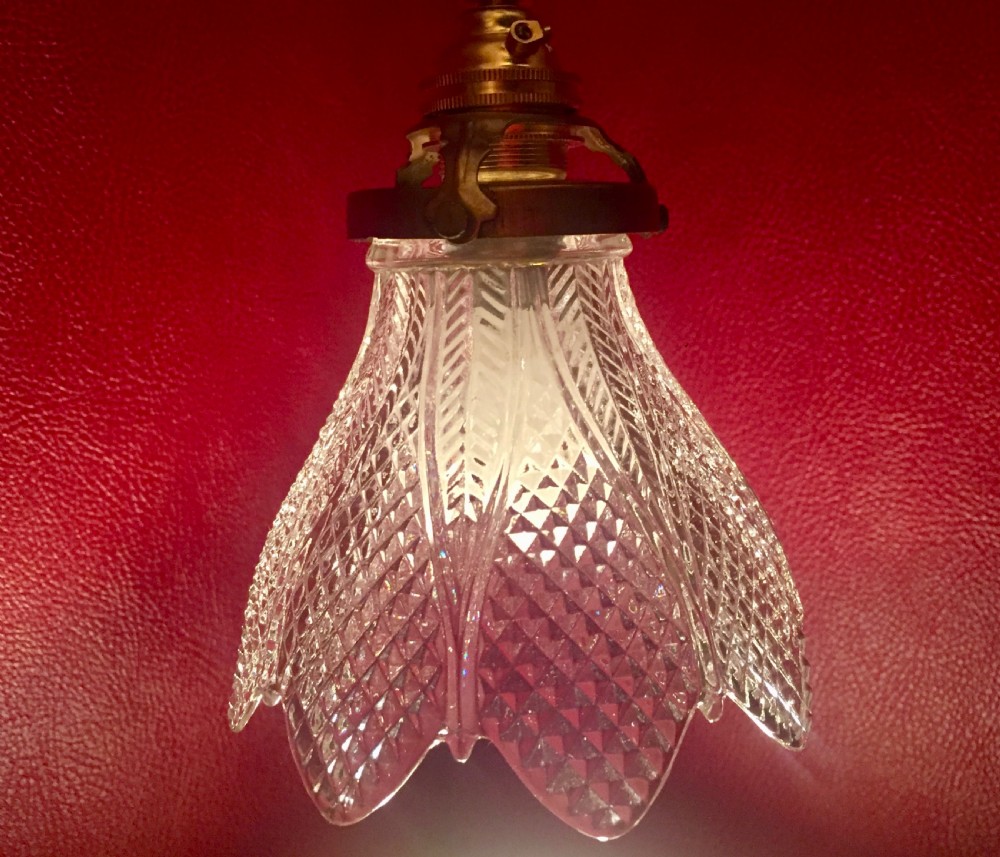 1920 French Crystal Ceiling Lamp View V